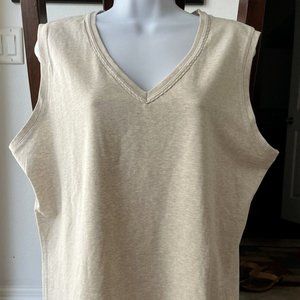 Chicos Cotton Rihanna Tank Top XL Sleeveless Oatmeal Knit Stretch Shirt NWT A1